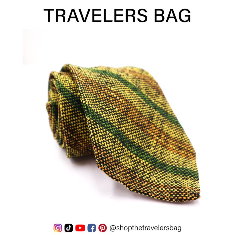 Yellow, Green Stripe Sock Material Tie